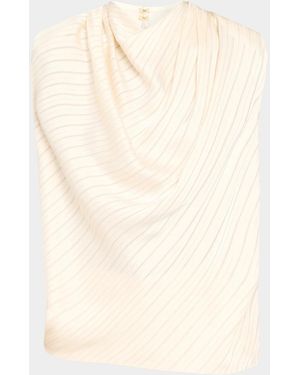 Ramy Brook Holly Pinstriped Cowl-Neck Top - Natural