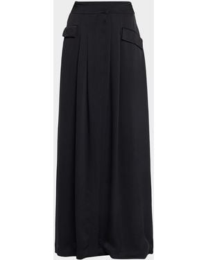 Ramy Brook Zella Pleated Satin Maxi Skirt - Black