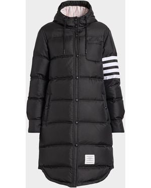Thom Browne Shiny Ripstop 4-Bar Parka Jacket - Black