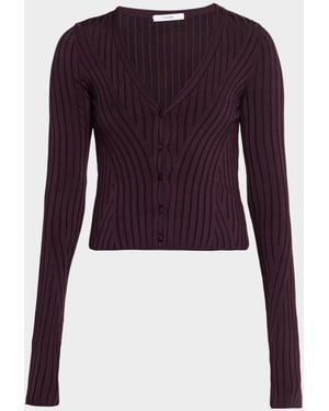 Adam Lippes Greer Cropped Knit Cardigan - Purple