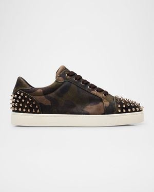 Christian Louboutin Seavaste 2 Camouflage Reversed Leather Low-Top Sneakers - Black
