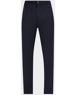 Bugatchi Apos;S Slim Hybrid-Waist Wool Pleated Pants - Blue