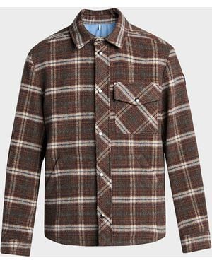Moncler Apos;S Plaid Virgin Wool Snap-Front Overshirt - Brown