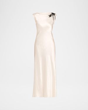 Jason Wu Embellished Washed Twill Column Gown - White
