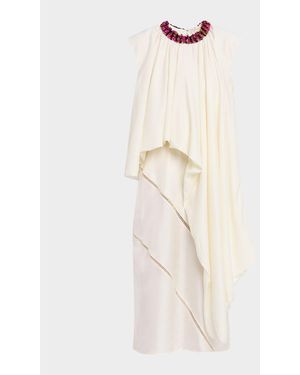 DIOTIMA Parade Embellished Asymmetric Drape Sleeveless Top - Natural