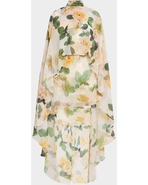 Emanuel Ungaro Fiona Draped Floral-Print Mini Dress - Metallic