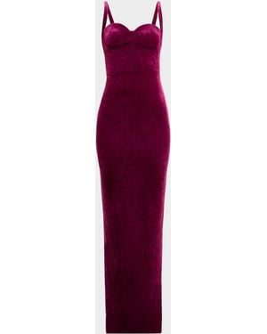 Balenciaga Velvet Backless Column Gown - Red