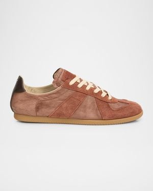 Maison Margiela Apos;S Replica Napa Leather And Suede Low-Top Sneakers - Brown