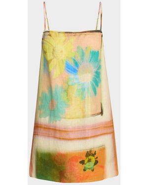 STAUD Laura Scarf Linen Mini Dress - Multicolor