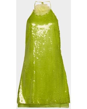Toccin Micky Sequined Halter Mini Dress - Green
