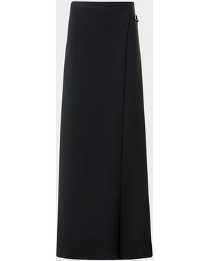 Akris Foss Asymmetric Wrap-Panel Wide-Leg Pants - Black