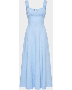 Nicholas Dina Sleeveless Linen Midi Dress - Blue