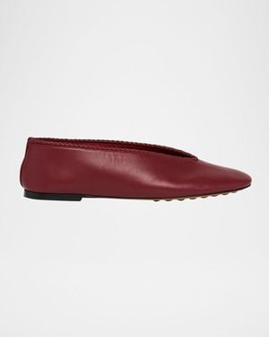 Bottega Veneta Lagoon Nappa Leather Ballerina Flats - Red