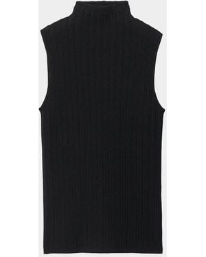 Rag & Bone Rhodes Sleeveless Ribbed Mock-Neck Top - Black