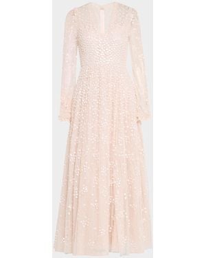 Needle & Thread Leila Sequin Dot Tulle Ankle Gown - Pink