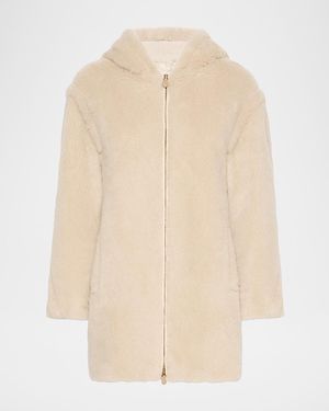 Max Mara Teddy Overszied Hooded Jacket - Natural