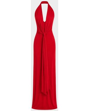 SER.O.YA Kayla Draped Jersey Maxi Dress - Red