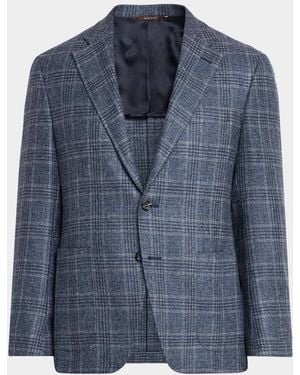 Canali Apos;S Kei Windowpane Check Wool Blazer - Blue