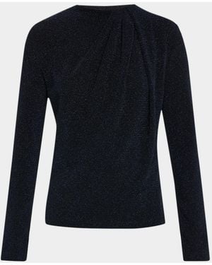 Vince Twist Mock-Neck Metallic Top - Black