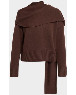 Jonathan Simkhai Elson Cashmere-Blend Scarf Sweater - Brown