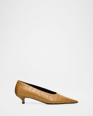 TOTEME 35Mm Sharp Croc-Embossed Leather Pumps - Natural