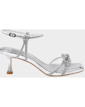 Badgley Mischka 60Mm Dandelion Embellished Metallic Leather Sandals - White