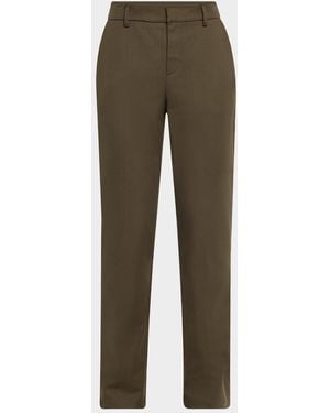 Brunello Cucinelli Cotton Stretch Slim-Leg Cigarette Pants With Slits - Green