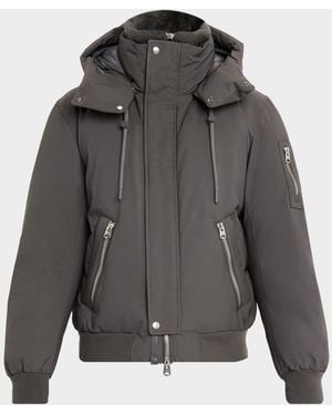 Mackage Apos;S Iker-Z 2-In-1 Down Bomber With Removable Shearling Bib - Gray