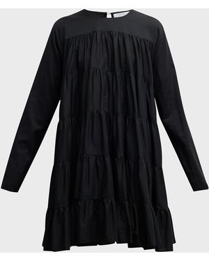 Merlette Soliman Tiered Long-Sleeve Mini Dress - Black