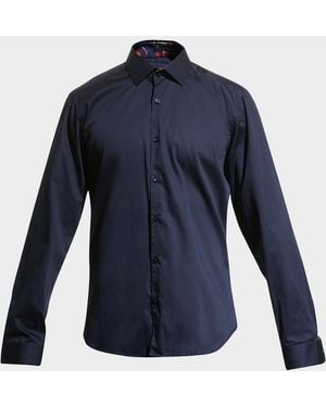 Jared Lang Apos;S Contrast-Reverse Sport Shirt - Blue