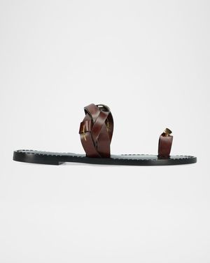 Amanu The Lagos Leather Toe-Ring Sandals - Brown
