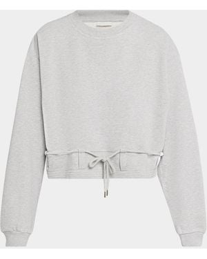 Dries Van Noten Belted Crop Crewneck Sweatshirt - White