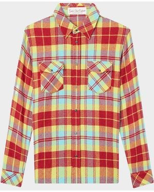 God & apos;s True Cashmere Apos;S Cashmere Tartan Two-Pocket Button-Down Shirt - Red