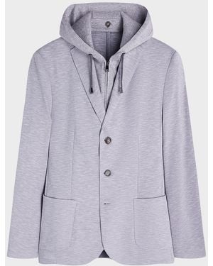 Bugatchi Apos;S Three-Button Blazer With Hooded Bib - Purple