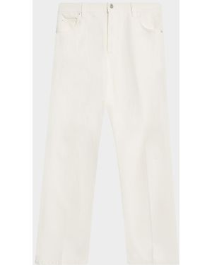 Ferragamo Straight-Flare Denim Five-Pocket Pants - White