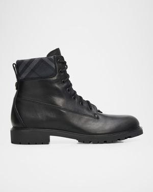 Burberry Apos;S Durham Leather Combat Boots - Black