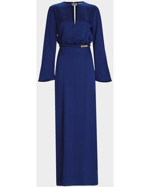 Silvia Tcherassi Cassy Hammered Satin Maxi Dress - Blue