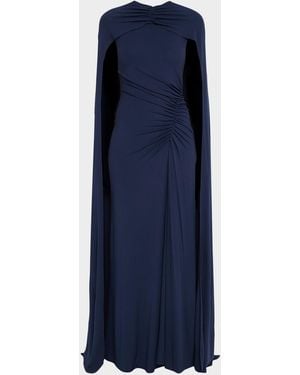 Jonathan Simkhai Demi Ruched Jersey Cape Gown - Blue