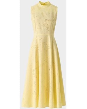 Akris Butterfly Broderie Anglaise Sleeveless Midi Dress - Yellow