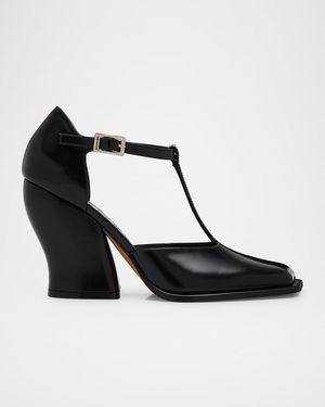 Loewe Onda Leather T-Bar Pumps - Black