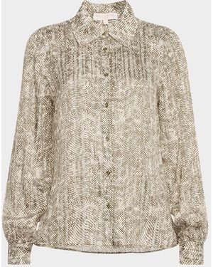 Ramy Brook Pauline Button-Front Silk Blouse - Natural