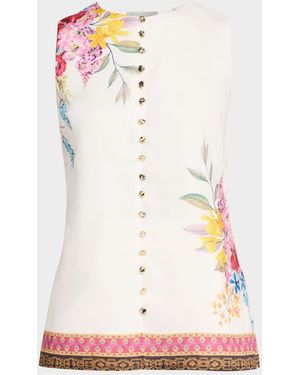 Tahari Annalise Sleeveless Floral-Print Shirt - Multicolor
