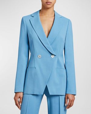 Santorelli Rowan Double-Breasted Twill Jacket - Blue