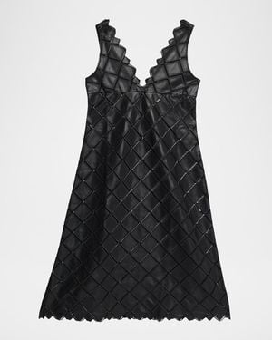LOVEBIRDS Asphalt Diamond-Cutout Faux Leather Midi Dress - Black