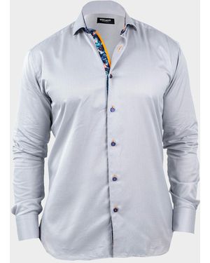 Maceoo Apos;S Einstein Jacquard Contrast-Placket Sport Shirt - Blue