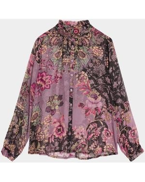 Johnny Was Pamela Floral-Print Silk Blouse - Multicolor
