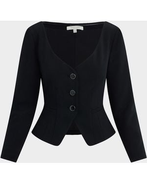 FAVORITE DAUGHTER The Reveal Cropped Peplum Blazer - Black