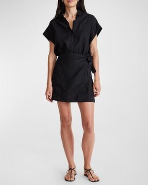 Apiece Apart Catania Wrap Linen Shirtdress - Black
