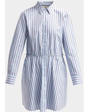 Toccin Kirby Long-Sleeve Striped Poplin Mini Shirtdress - Blue