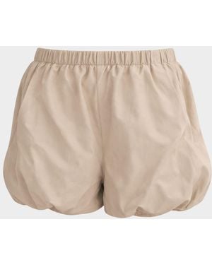 Lamarque Daisy Leather Bloomer Shorts - Natural